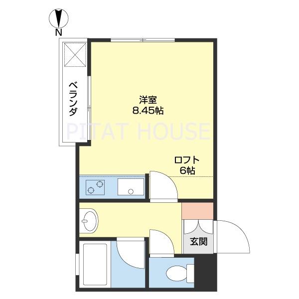 ラ・グラース吹屋町(1K/2階)の間取り写真