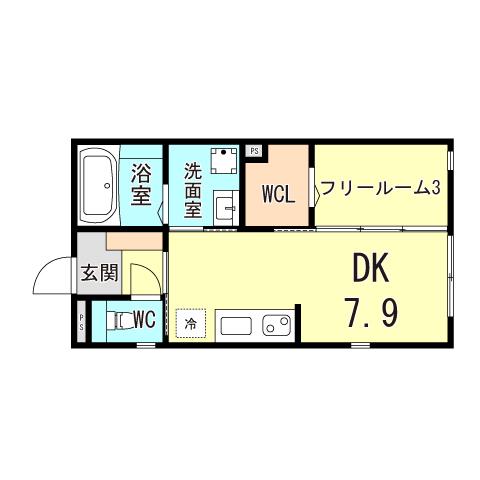 アルテール ユキフミ(1DK/2階)の間取り写真