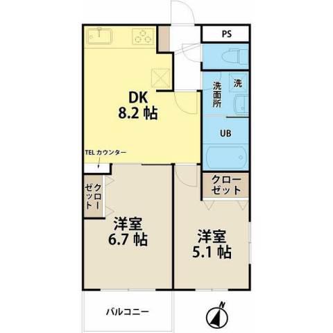 レベアス(2DK/3階)の間取り写真