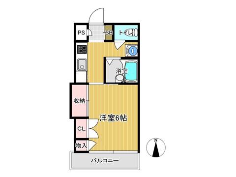 ハイツヨコタ(1K/4階)の間取り写真