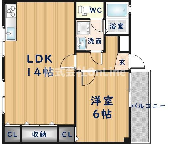 メゾン花園(1LDK/1階)の間取り写真