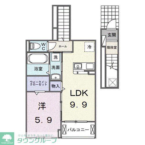  シエル白岡 II(1LDK/2階)の間取り写真