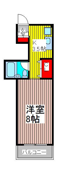 ベルハイム(1K/1階)の間取り写真
