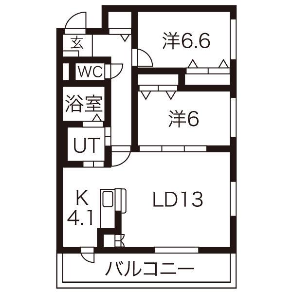 アヴァンティ ヒルズ(2LDK/1階)の間取り写真