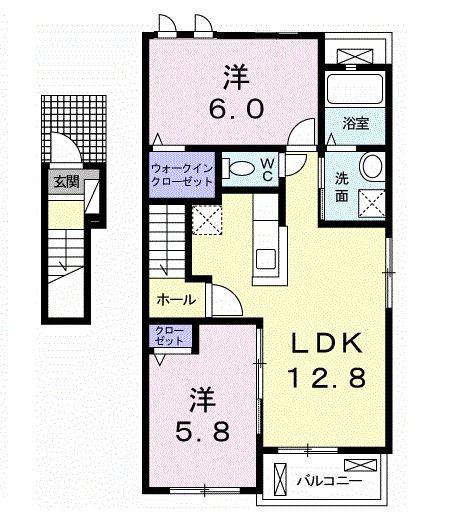 COZY COURTII(2LDK/2階)の間取り写真