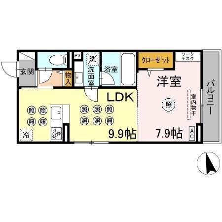 D-RESENA花ヶ島(1LDK/3階)の間取り写真