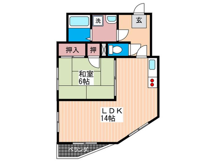 第2メゾン庚午(1LDK/4階)の間取り写真