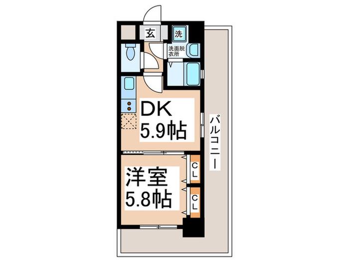 パークハイツさくら日根野駅前(1DK/6階)の間取り写真