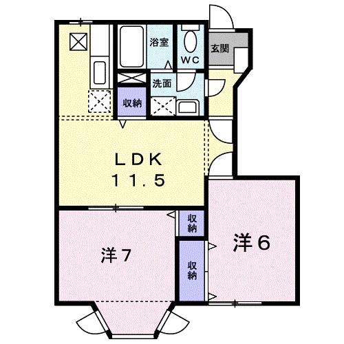 プリュジュールジャン(2LDK/1階)の間取り写真