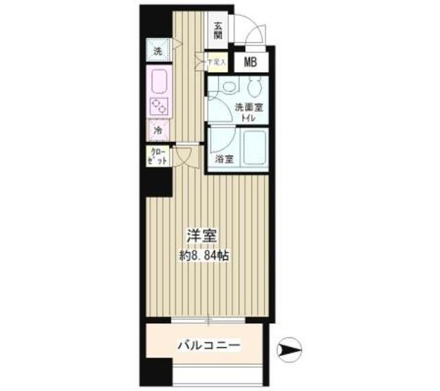 スカイパーク御苑(1K/6階)の間取り写真