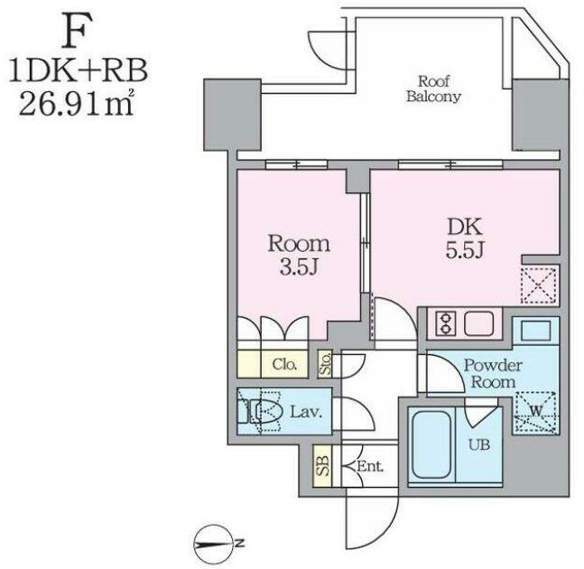 クレストコート東池袋(1DK/4階)の間取り写真