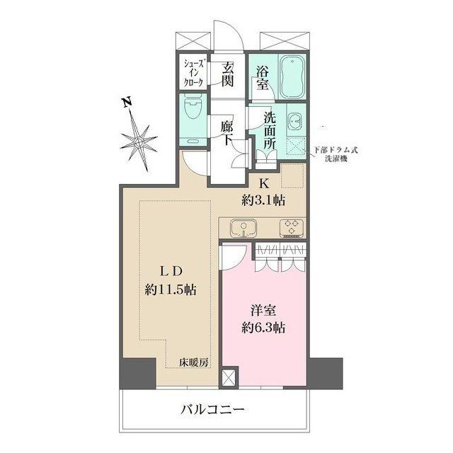 ザ・パークハウス新宿タワー(1LDK/8階)の間取り写真