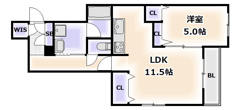 メゾン・グレース・ケイ生野東II(1LDK/1階)の間取り写真