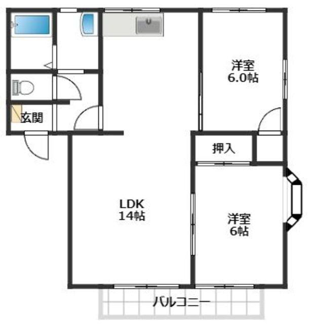 イージストパレス A(2LDK/2階)の間取り写真