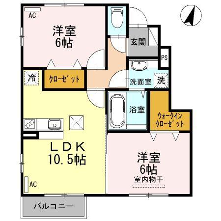 D-ROOM6J(2LDK/1階)の間取り写真