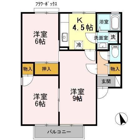 メゾンラシュレ A/B(3K/1階)の間取り写真
