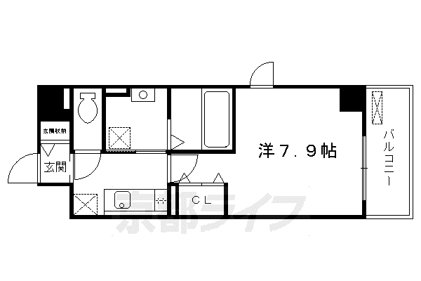 バンブー サン(1K/1階)の間取り写真