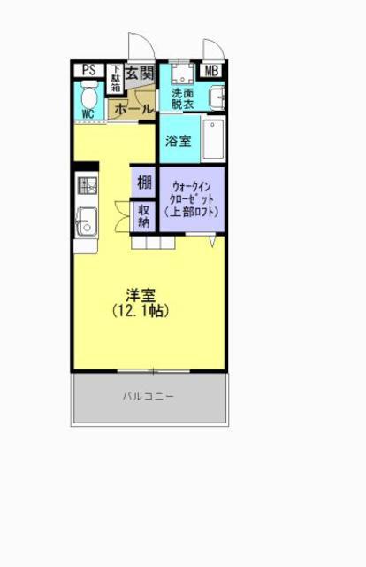 ハイラインS(ワンルーム/3階)の間取り写真