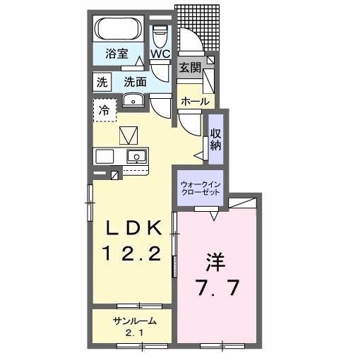 ヴィラ シルク I(1LDK/1階)の間取り写真