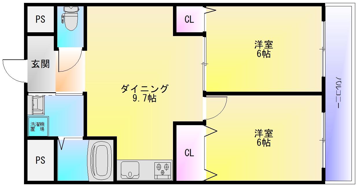 あけぼのマンション(2LDK/3階)の間取り写真