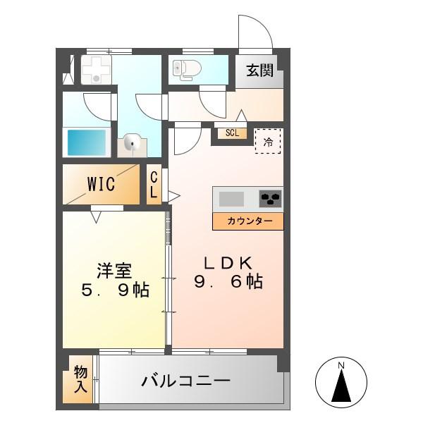 TOURNEY六条(1LDK/4階)の間取り写真