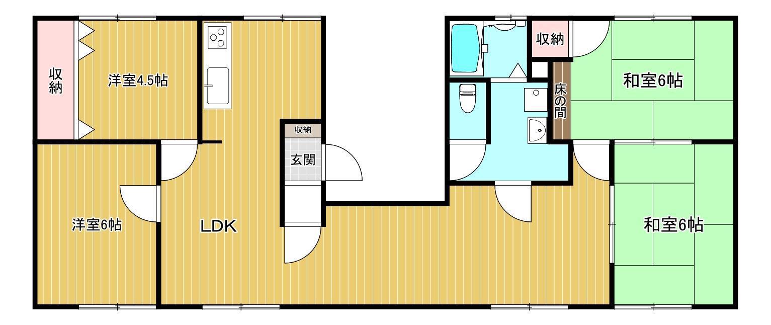 パナハイツアベニュー西棟(4LDK/1階)の間取り写真