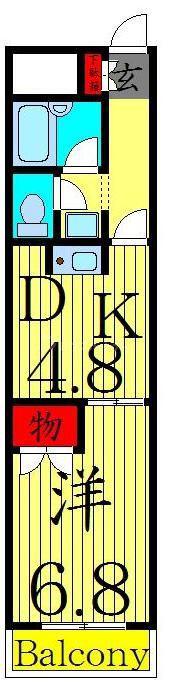 パークサイドヴィレッジ(1DK/1階)の間取り写真