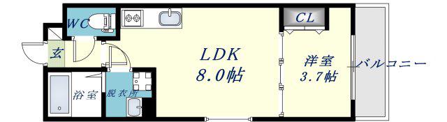 ディーポルタトラパ(1LDK/3階)の間取り写真