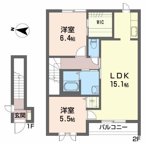 メゾン・ド・サラ(2LDK/2階)の間取り写真