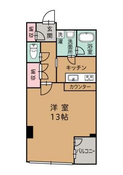 ユー堀川ビル(ワンルーム/4階)の間取り写真