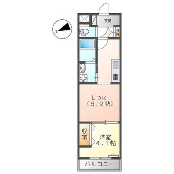 アヴァンティ三篠(1LDK/2階)の間取り写真