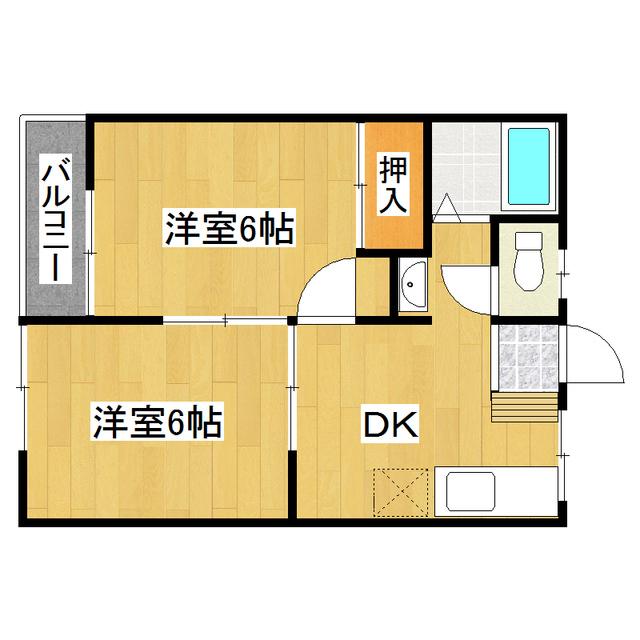 LAX千現(2DK/1階)の間取り写真
