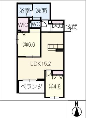 アリコルージュ(2LDK/4階)の間取り写真