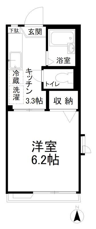 ウエスト VILLAGE国立(1K/2階)の間取り写真