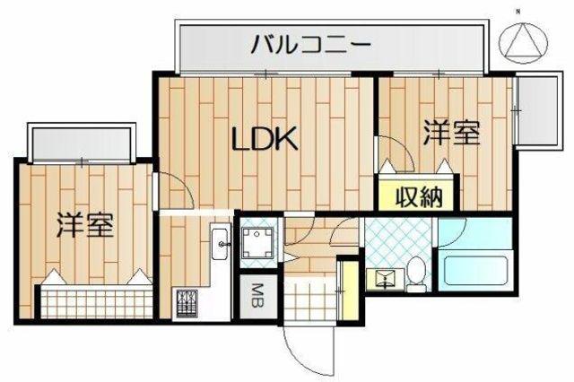 マロニエコート(2LDK/2階)の間取り写真