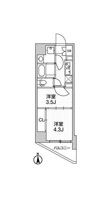 ルネサンスコート町屋(2K/6階)の間取り写真