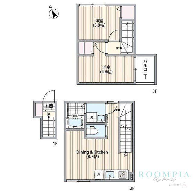 ミハス三軒茶屋II(2DK/2階)の間取り写真