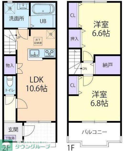 TERRACED HOUSE NOLINA B(2LDK/1階)の間取り写真