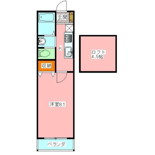 フォンテーヌ(1K/2階)の間取り写真