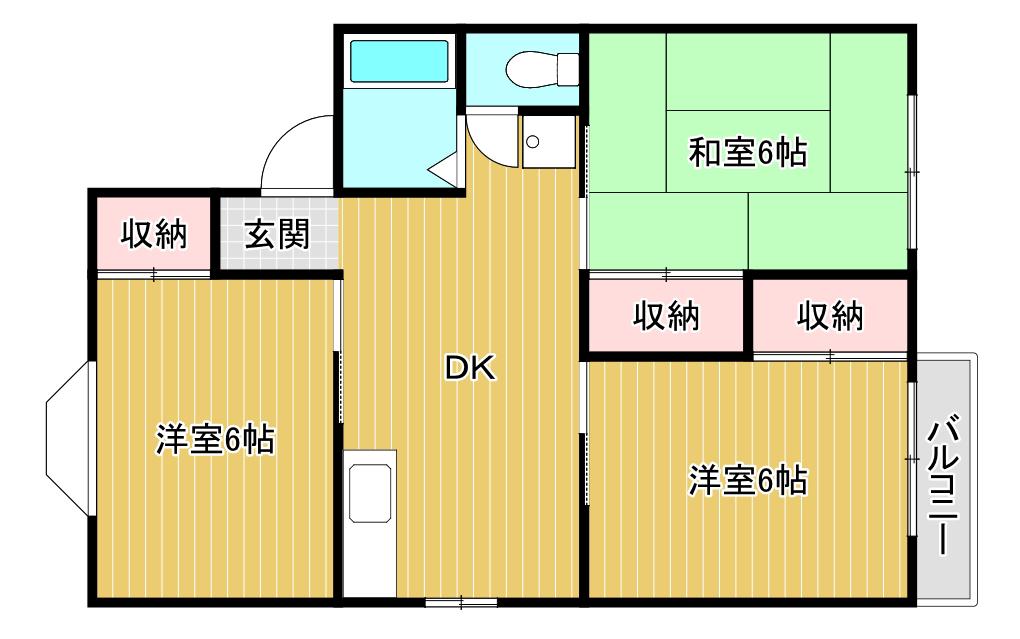 シャルム寺尾(3DK/2階)の間取り写真