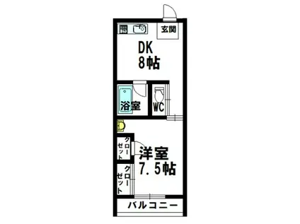 宮崎県日南市下方字堤内552サカモトコーポ(1DK/1階)の間取り写真