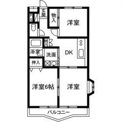 ロイヤルコート(3DK/2階)の間取り写真