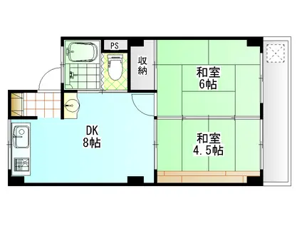 たかの温泉マンション(2DK/3階)の間取り写真