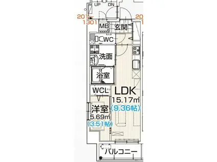 ザ・ラウンジ大須(1LDK/8階)の間取り写真