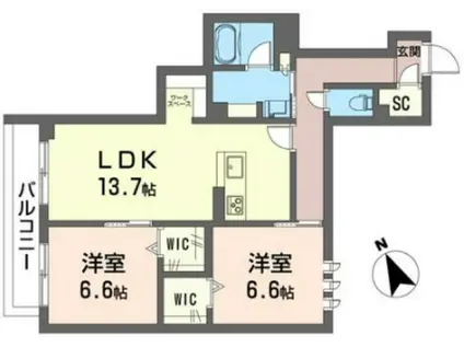 SHAMAISON ルミノサ・ファミリアA(2LDK/3階)の間取り写真