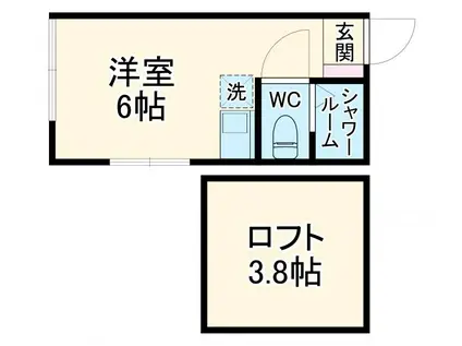 セレーノ・エクシア(ワンルーム/2階)の間取り写真