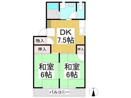 プレジールI A(2DK/1階)の間取り写真