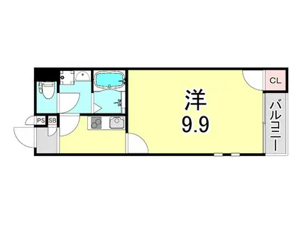 クレイノクリエイト仁川(1K/2階)の間取り写真