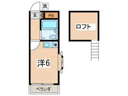 ヴィラ山崎(ワンルーム/2階)の間取り写真