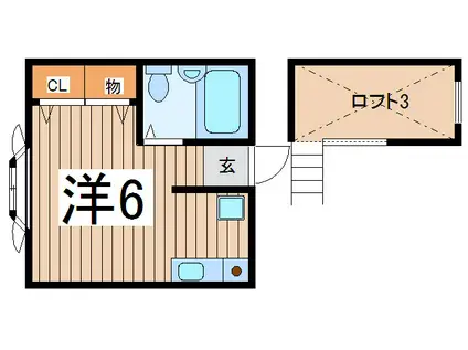 あんずハウス(ワンルーム/2階)の間取り写真